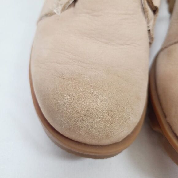 Sorel Boots Phoenix Ankle Boots 7.5 Beige Leather Sherpa Trim Waterproof Lace Up - Picture 4 of 10